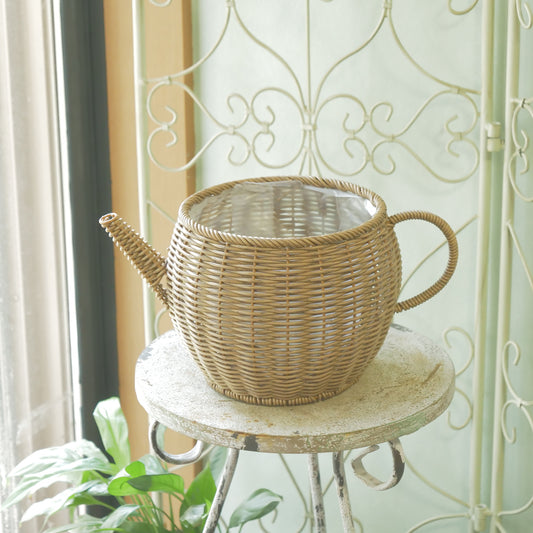 【可愛いポットの形】ガンセトポット ナチュラルブラウン(水に強いビニール素材)