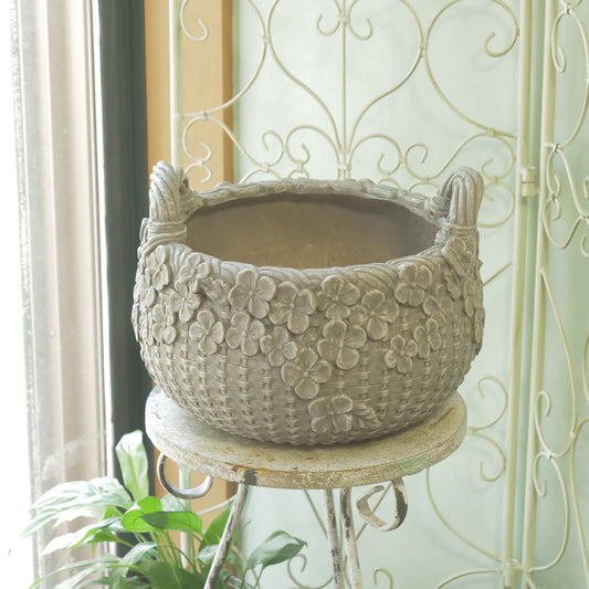 カルナックさん新商品。エリーゼバスケット2ハンドル ブラウン 大きなサイズ