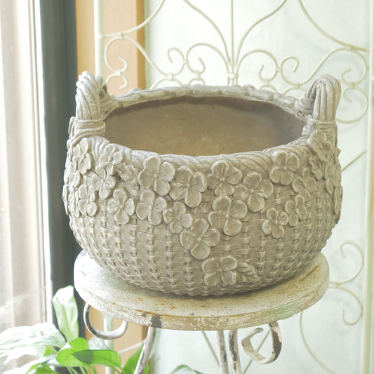 カルナックさん新商品。エリーゼバスケット2ハンドル ブラウン 大きなサイズ