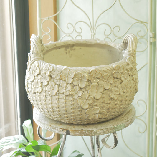 カルナックさん新商品。エリーゼバスケット2ハンドル ホワイトゴールド 大きなサイズ