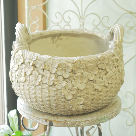 カルナックさん新商品。エリーゼバスケット2ハンドル ホワイトゴールド 大きなサイズ