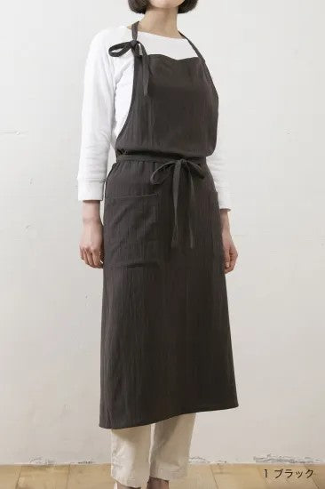 ウォッシュドコットン ライト フルエプロン　【ブラック（茶）】