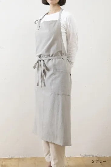 ウォッシュドコットン ライト フルエプロン　【グレー】