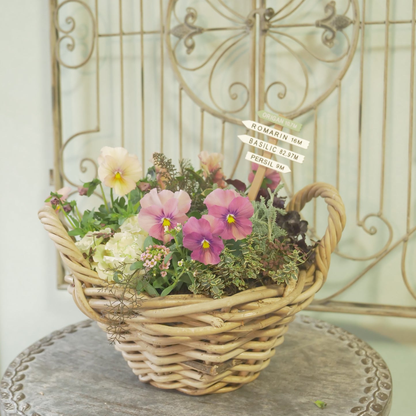 モンデリックローハンドルバスケット　(花苗３ポット植えに丁度いい！）